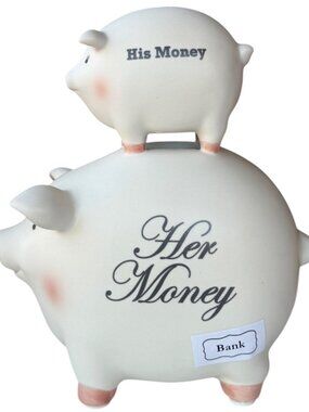 C.M. Redwine Brand His Money, Her Money Piggy Coin Bank (BOXED) 8.5" Tall